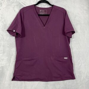 FIGS Womens Casma Three-Pocket Technical Collection‎ Scrub Top Purple L Stretch